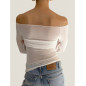 Drapeli Transparan Tasarım Krem Top