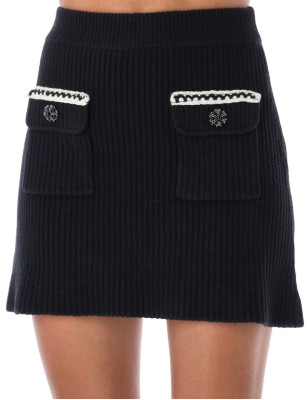 Kurdeleli Tasarım Triko Etek