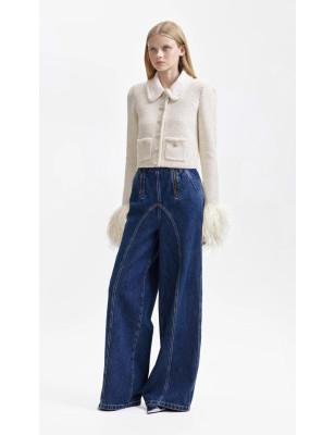 Kolları Otrişli Kristal Taşlı Tüvid Tasarım Ceket