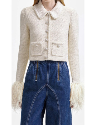 Kolları Otrişli Kristal Taşlı Tüvid Tasarım Ceket