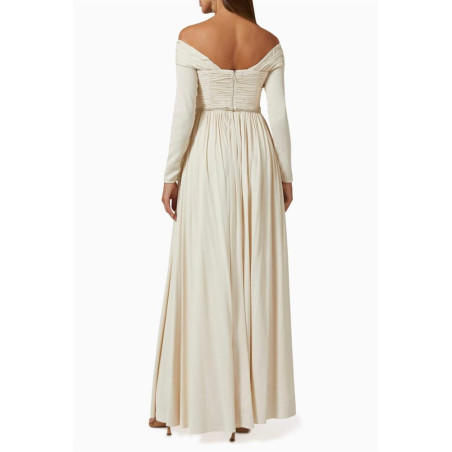 Kristal Taş Detaylı Maksi Boy Tasarım Elbise