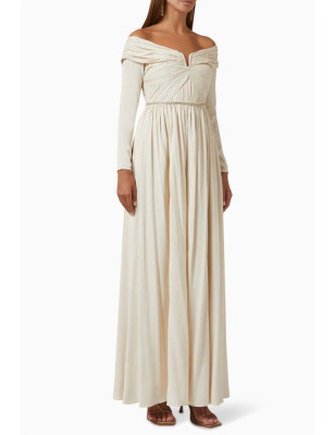 Kristal Taş Detaylı Maksi Boy Tasarım Elbise