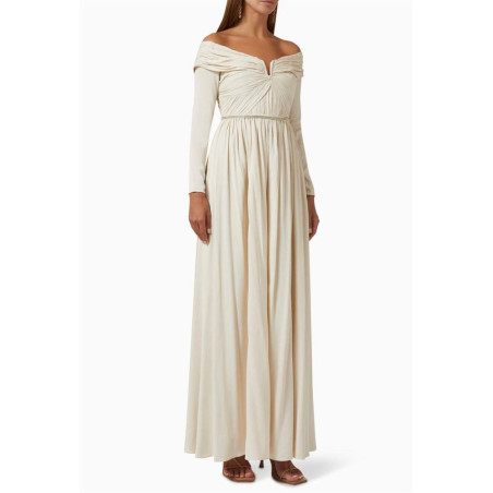 Kristal Taş Detaylı Maksi Boy Tasarım Elbise