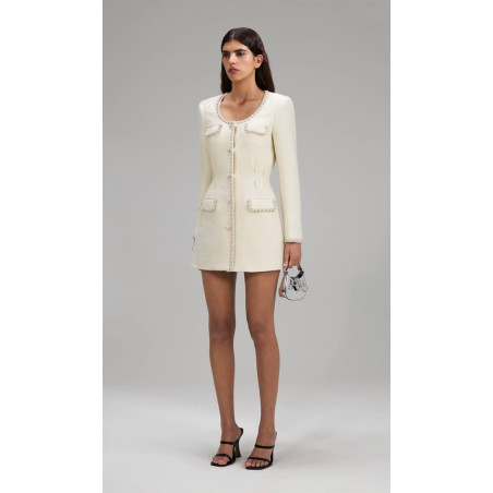 İnci Detaylı Cepli Tasarım Tüvid Elbise