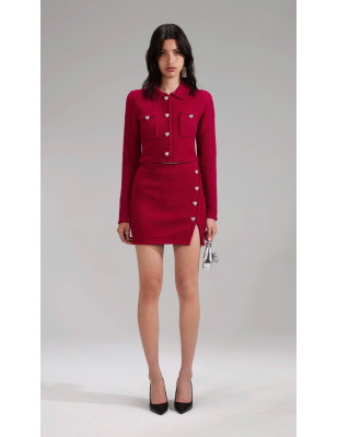 Kalp Düğmeli Tasarım Triko Ceket