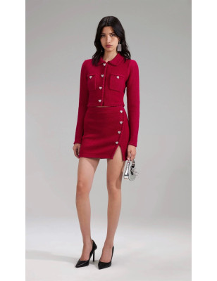 Kalp Düğmeli Tasarım Triko Ceket