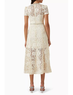 Kristal Kurdele Detaylı Tasarım Midi Elbise