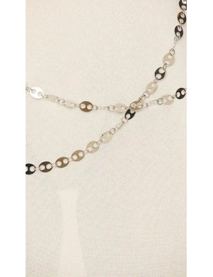 Zincir Detaylı İp Askılı Beyaz Tasarım Elbise