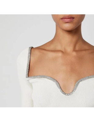 Kolları Otrişli Kristal Taşlı Fitilli Tasarım Bluz