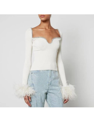 Kolları Otrişli Kristal Taşlı Fitilli Tasarım Bluz