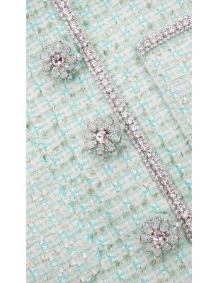 Kristal Düğmeli Mint Tasarım Tüvid Ceket