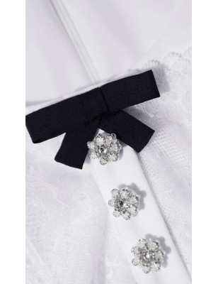 Kurdeleli Dantel Detaylı Pileli Beyaz Tasarım Elbise