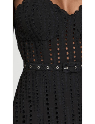 Askılı Kemerli Fisto Tasarım Mini Siyah Elbise