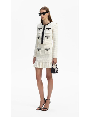 Siyah Şeritli Cepli Tasarım Triko Etek