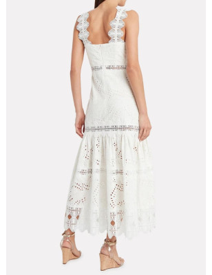 Askılı Fisto Beyaz Maksi Elbise