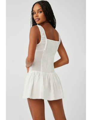 Askılı Beyaz Mini Tasarım Elbise