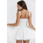 Korseli Beyaz Tasarım Mini Elbise