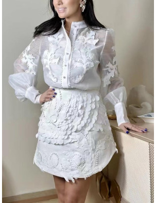 Premium Dantel Beyaz Gömlek