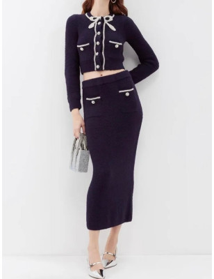 İnci İşlemeli Kurdeleli Tasarım Triko Hırka