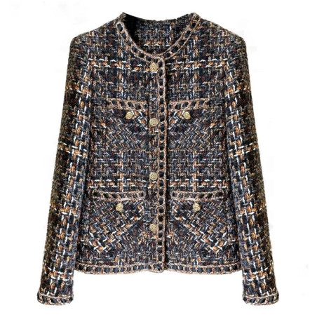 Zincir Detaylı Gold Düğmeli Premium Tüvid Ceket