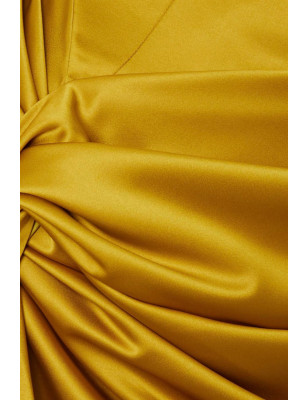 Straplez Drapeli Yırtmaçlı Tasarım Elbise