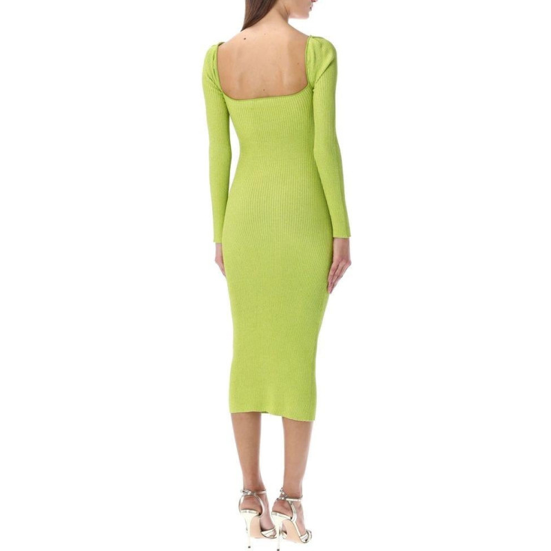 Göğsü Pencereli Yeşil Bandaj Tasarım Elbise