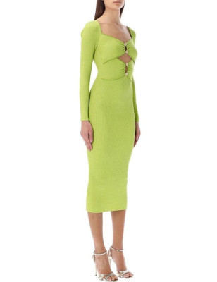 Göğsü Pencereli Yeşil Bandaj Tasarım Elbise