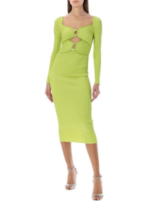 Göğsü Pencereli Yeşil Bandaj Tasarım Elbise