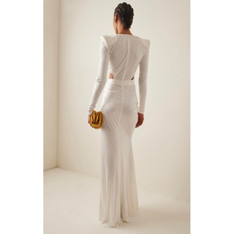 Beli Çapraz Tokalı Maksi Tasarım Elbise