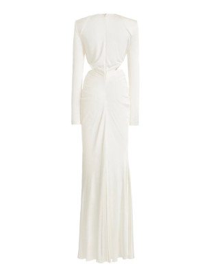 Beli Çapraz Tokalı Maksi Tasarım Elbise