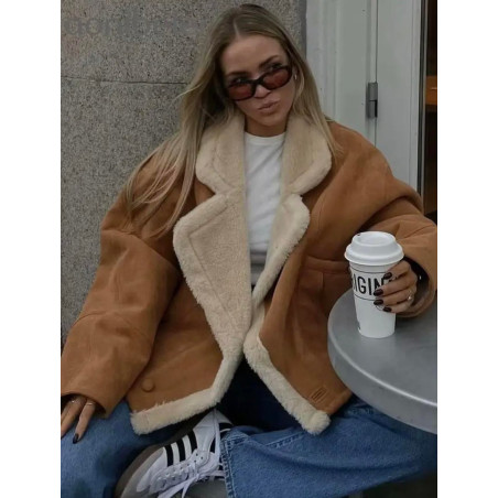 İçi Kürklü Tasarım Süet Ceket