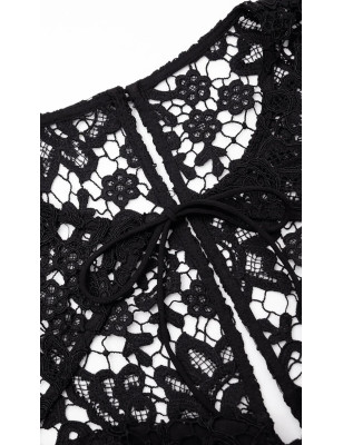 Boyundan Bağlı Kuplu Tasarım Dantel Mini Elbise