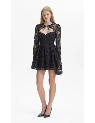 Boyundan Bağlı Kuplu Tasarım Dantel Mini Elbise