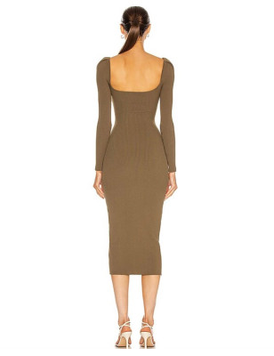 Düğmeli Triko Tasarım Elbise