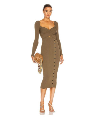 Düğmeli Triko Tasarım Elbise