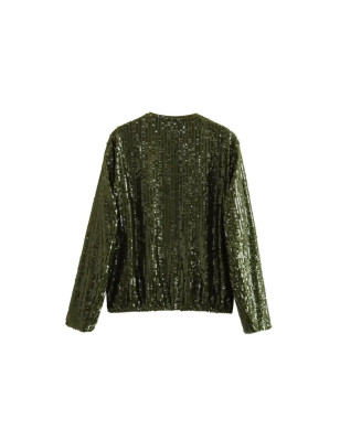 Payetli Bomber Ceket (Haki)