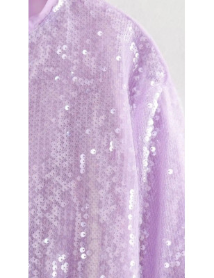 Payetli Bomber Ceket (Lila)