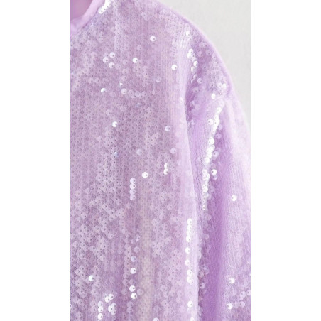 Payetli Bomber Ceket (Lila)