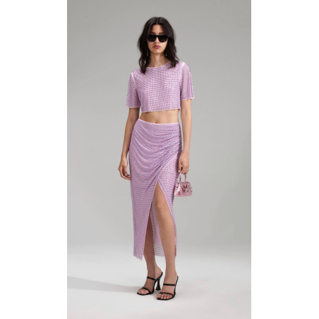 Kristal Taşlı Tasarım Bluz ve Yırtmaçlı Etek Takım