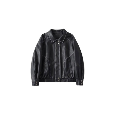 Siyah Oversize Deri Ceket