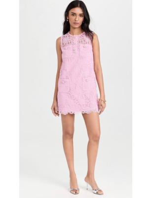 Kolsuz Pembe Mini Dantel Tasarım Elbise
