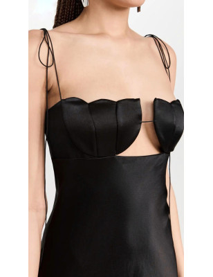 İp Askılı Göğsü Pencereli Jarse Tasarım Maksi Elbise