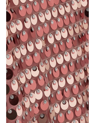 İp Askılı Pullu Toz Pembe Tasarım Midi Elbise