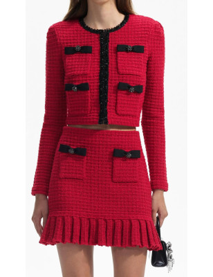 Cep Detaylı Kırmızı Tasarım Ceket