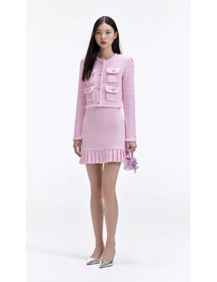 Cepli Pembe Tasarım Triko Ceket