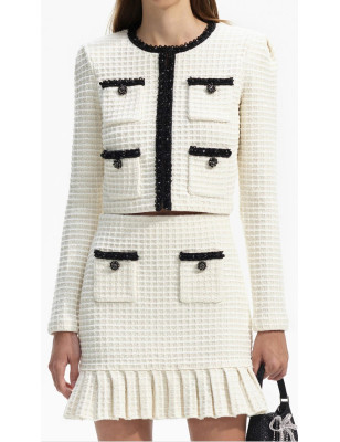 Siyah Şeritli Cepli Tasarım Triko Etek