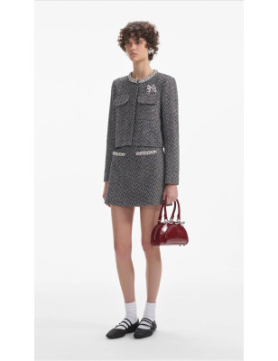 Pul Detaylı Kazayağı Desenli Tasarım Ceket