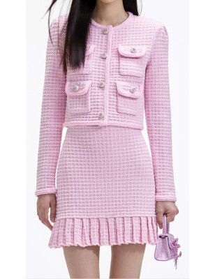 Cepli Pembe Tasarım Triko Ceket