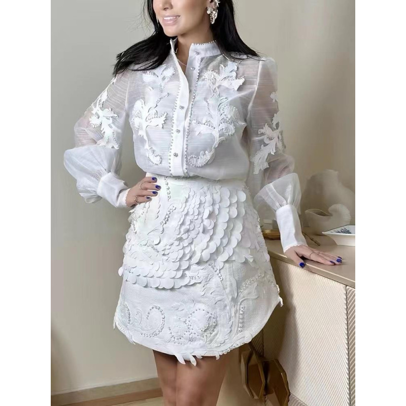 Premium Dantel Beyaz Gömlek