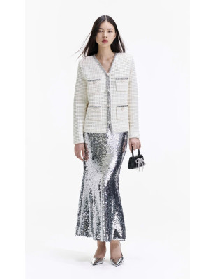 Gümüş Pul ve Kristal Taş Detaylı Premium Ceket